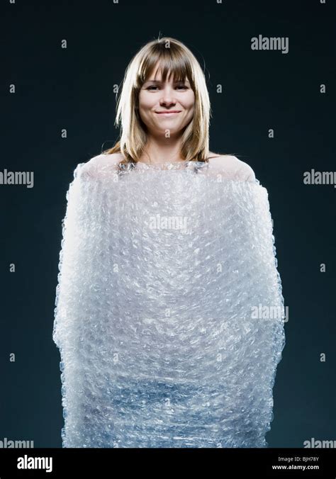 woman wrapped in bubble wrap Stock Photo - Alamy