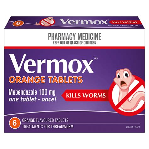 Vermox Orange Tablets - 6 tablets - Vermox