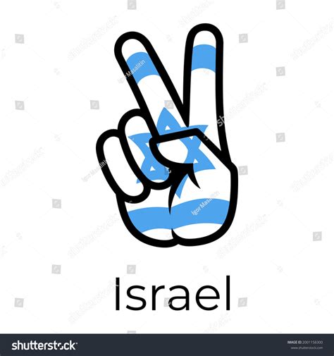 Israel Flag Form Peace Sign Gesture Stock Illustration 2001158300 ...