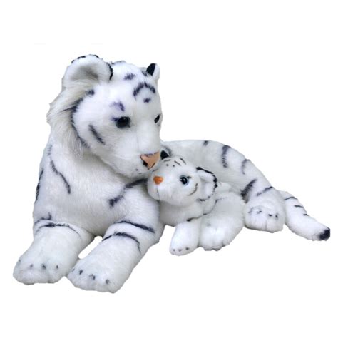 White Tiger Stuffed Animal - Mom And Baby 12" - Wild Republic