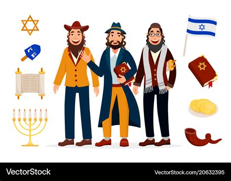 Cartoon jews characters icons collection isolated Vector Image