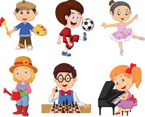 Cartoon kids with different hobbies on a white background 8078634 Vector Art at Vecteezy