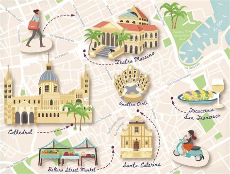 Illustrated visitor Map of Palermo - Bek Cruddace Illustration