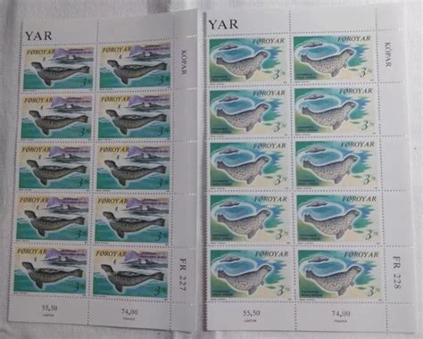 DENMARK FAROE ISLANDS 1992 Seals SG 227- 8. U/M in marginal blocks of 9 £9.95 - PicClick UK