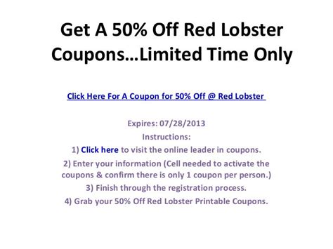 Red Lobster Coupons - 50% Off Printable Coupons Codes