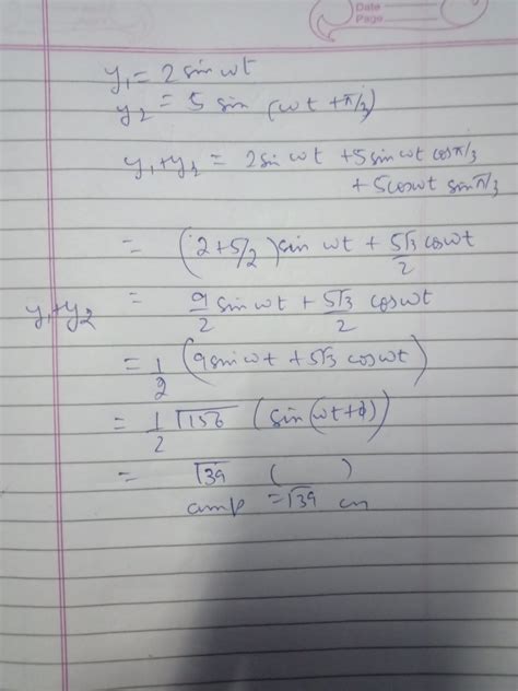 1. INTERFERENCE The displacements of two interfering light waves are y = 2 sin otand ya = 5 sin ...