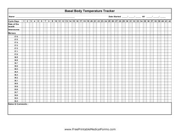 Printable Celsius Basal Body Temperature Chart