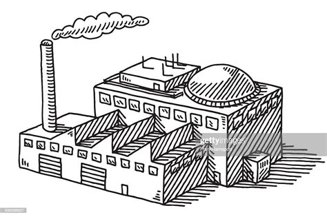 Industry Factory Building Drawing Vector Art | Getty Images