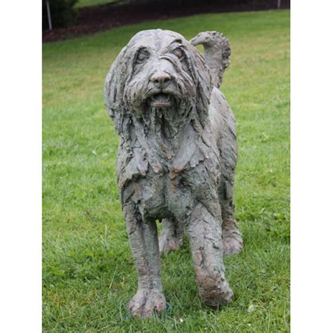 Canine garden sculpture - Shaggy Dog - animal cast in Bronze/Iron Resin, Limited Edition