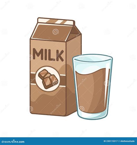 Tall Glass of Chocolate Milk and Milk Carton Box Clipart Stock Vector ...