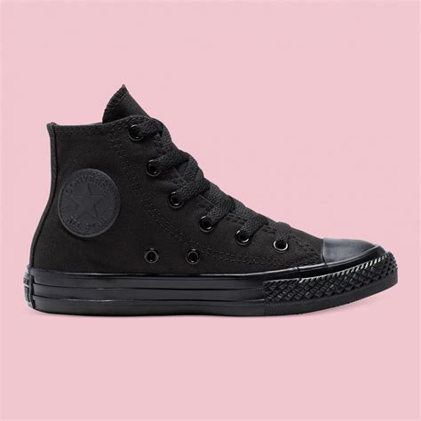 Converse Kids Chuck Taylor All Star Junior High Top Black Monochrome ...