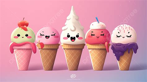 Cute Animated Ice Cream Cones Background, Illustration, July 2015 ...