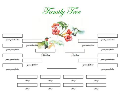 Blank 4 Generation Family Tree Template