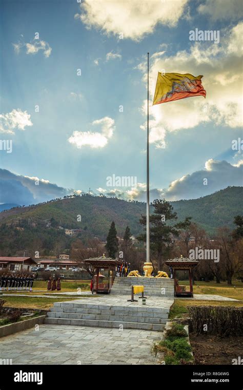 Thimphu flag ceremony Stock Photo - Alamy