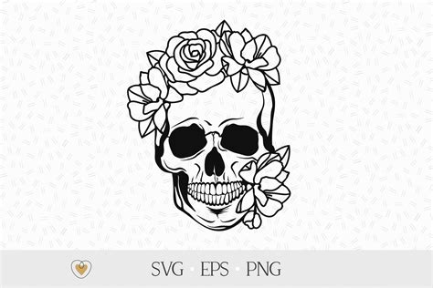 Flower Skull Clip Art Sugar Skull Svg Flower Skull Svg Floral Skull Svg ...