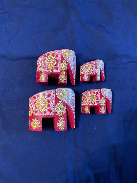 4 Traditional Perahera Wood Handmade Hand Painted Parade India Elephant ...