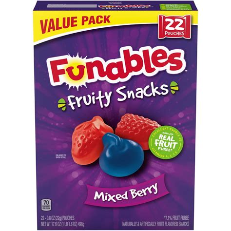 Funables Fruity Snacks Mixed Berry Fruit Snacks, 17.6 oz, 22 Count - Walmart.com