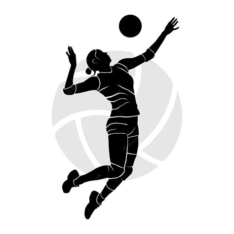 Premium Vector | Black silhouette art of female volleyball player ...