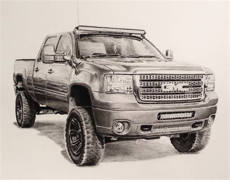 Custom charcoal 11 x 14 inch drawing of truck/car from photo