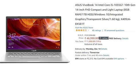 Top 15 Laptop under INR 40K with intel i5 CPU, 8GB RAM, FHD and SSD storage on Amazon in 2021 ...