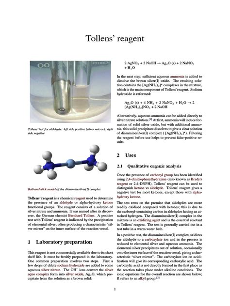 Tollens' Reagent | Chemical Compounds | Organic Chemistry