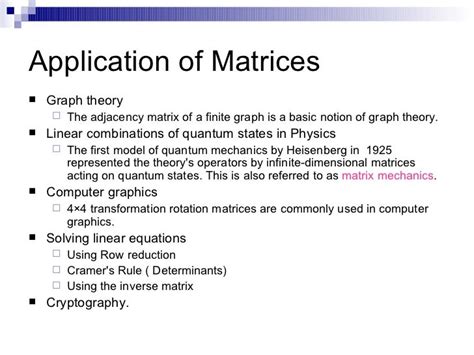 Matrices And Application Of Matrices