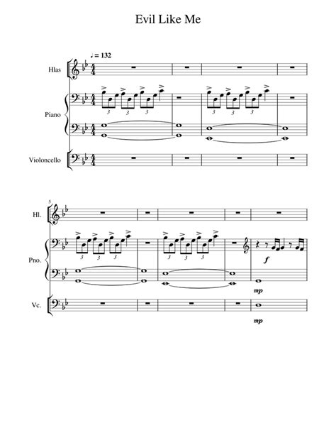 Evil Like Me Sheet music for Piano, Vocals, Cello (Mixed Trio ...