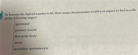 Solved In humans the diploid number is 46 . ﻿How many | Chegg.com