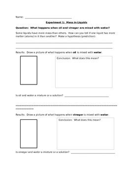 Matter Experiments by Holly Clary | Teachers Pay Teachers