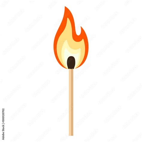 Matchstick with red, orange, yellow fire. Burning match stick cartoon ...