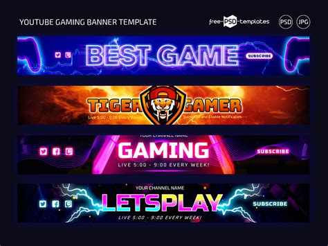 Free Youtube Gaming Banner Templates by Free PSD Templates on Dribbble