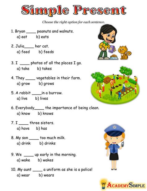 Present Simple English Grammar Verb Worksheets Simple Present Tense | Images and Photos finder