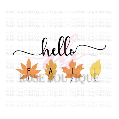 Hello Fall Clip Art SUBLIMATION Digital Design PNG Autumn - Etsy