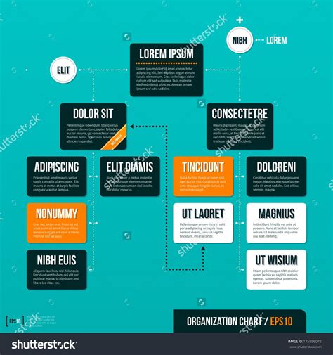 Modern Organizational Chart Template On Turquoise Stock Vector (Royalty Free) 175556072 ...