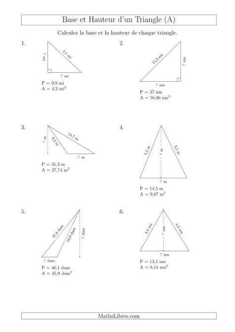 Calcul de la Base et Hauteur des Triangles (A)