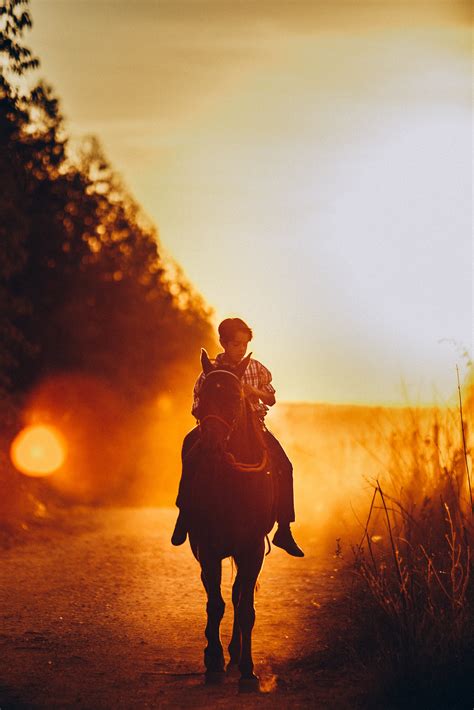 Boy Riding Horse During Sunset · Free Stock Photo