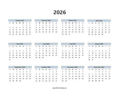 2026 Calendar – Free Printable