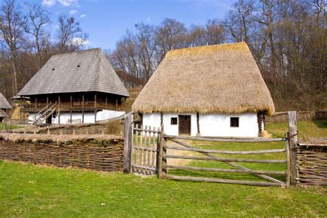 Group of Romanian Peasant Houses Stock Photo - Image of exterior ...