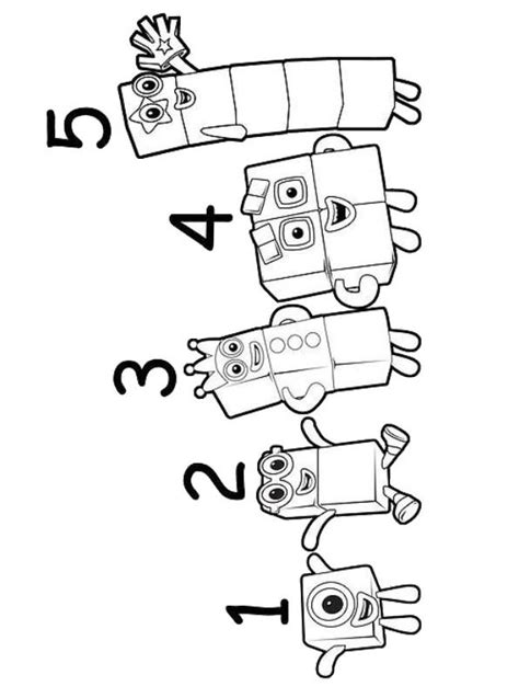 Kids-n-fun.com | Coloring page Numberblocks 1 2 3 4 5