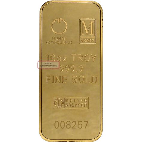 10 Oz. Gold Bar - Monex - 999. 9 Fine