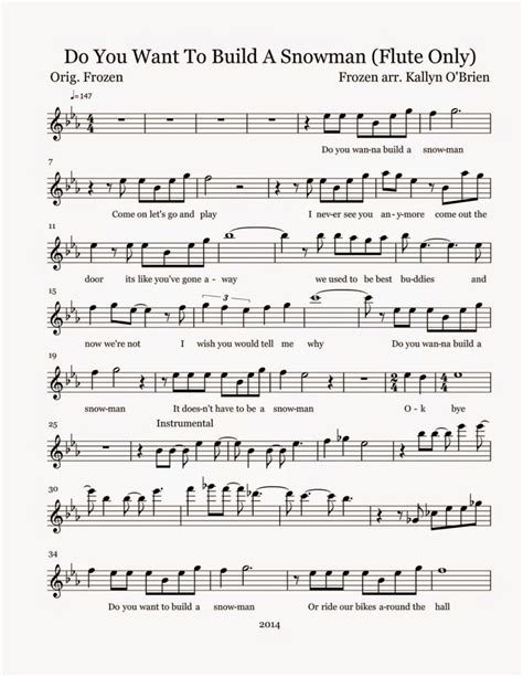 Flute Sheet Music: Do You Want To Build A Snowman - Sheet Music | Flute ...