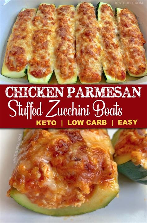 chicken parmesan stuffed zucchini boats with keto low carb easy