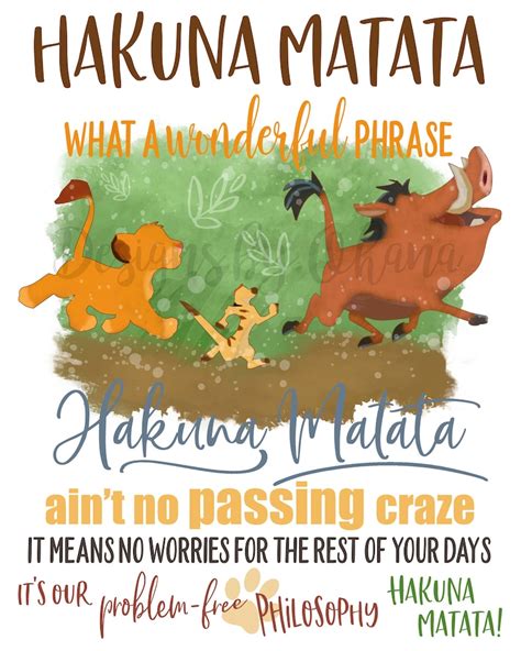 Hakuna Matata What a Wonderful Phrase Lion King Quote | Etsy