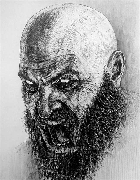 Kratos2. God of War. Original Drawing. Fan Art - Etsy UK