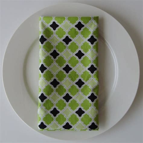 Cloth Napkins Set of 4 Green and Black by vanillawishes on Etsy