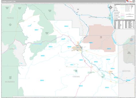 Yakima County Wall Map Premium Style