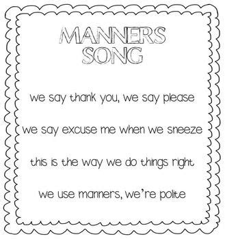 Manners Song Poster | Classroom songs, Kindergarten songs, Manners ...