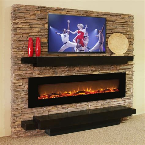 Oakland 72 Inch Log Linear Wall Mounted Electric Fireplace | New | Pinterest | Wall mount ...