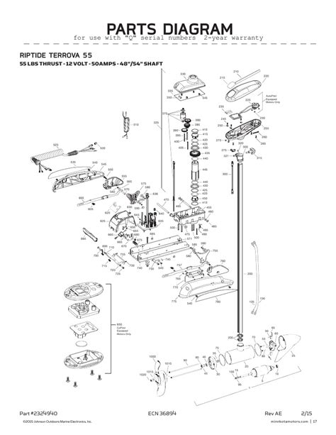 Minn Kota Riptide Terrova 55 Parts-2016 from FISH307.com