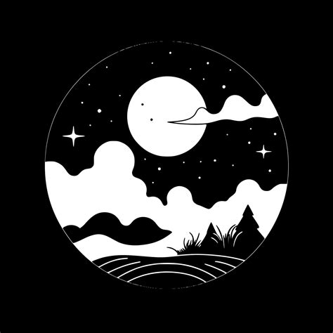 Night Sky, Black and White Vector illustration 23855450 Vector Art at ...